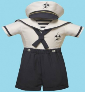 Boys Sailor Suit w/ Hat 2072046-1-Poly (Navy/ White)